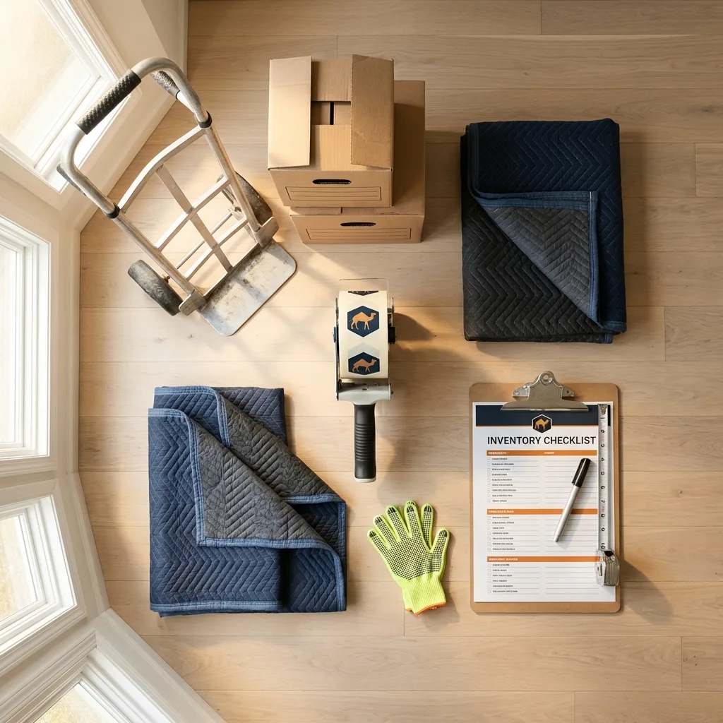 Professional moving supplies and packing materials layout for Quarryville residential relocations